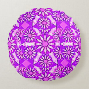 Mandala patroon, violet, orchidee en roze rond kussen