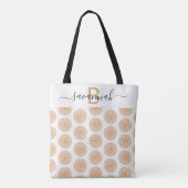 Mandala patroon white gold monogram script yoga tote bag (Achterkant)