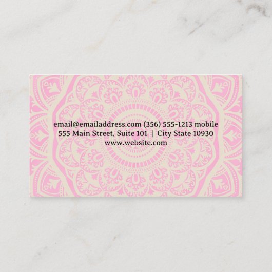 Mandala Patroon | Yoga Zittend Pose Logo Visitekaartje (Achterkant)