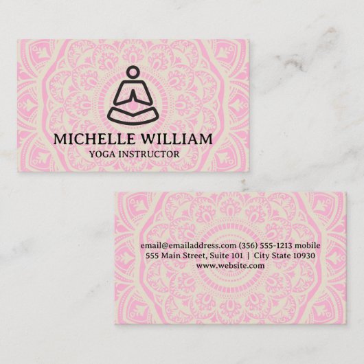 Mandala Patroon | Yoga Zittend Pose Logo Visitekaartje (Voorkant / Achterkant)