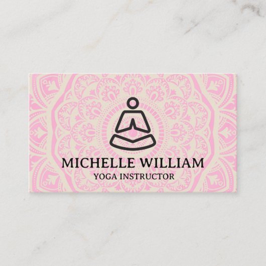 Mandala Patroon | Yoga Zittend Pose Logo Visitekaartje (Voorkant)
