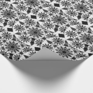 Mandala patroon, zwart, wit en grijs cadeaupapier