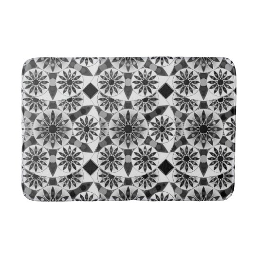 Mandala patroon, zwart, wit en grijs / grijs badmat (Voorkant)