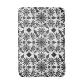 Mandala patroon, zwart, wit en grijs / grijs badmat (Voorkant Verticaal)