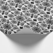 Mandala patroon, zwart, wit en grijs / grijs cadeaupapier (Hoek)