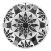 Mandala patroon, zwart, wit en grijs / grijs keramische knop (Voorkant)
