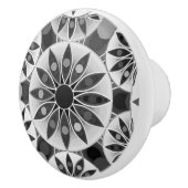 Mandala patroon, zwart, wit en grijs / grijs keramische knop (Rechts)