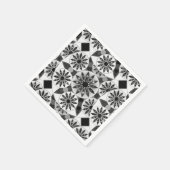 Mandala patroon, zwart, wit en grijs / grijs servetten (Hoek)