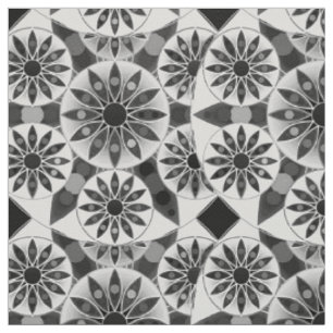 Mandala patroon, zwart, wit en grijs / grijs stof