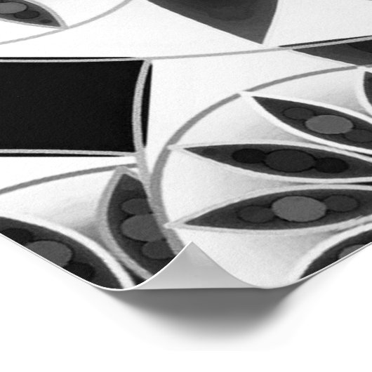 Mandala patroon, zwart, wit en grijs poster (Hoek)