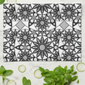 Mandala patroon, zwart, wit en grijs theedoek (Gevouwen)