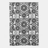 Mandala patroon, zwart, wit en grijs theedoek (Verticaal)