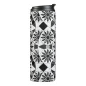 Mandala Patroon, Zwart, Wit en Grijs Thermosbeker (Gedraaid links)