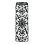 Mandala Patroon, Zwart, Wit en Grijs Thermosbeker (Achterkant)