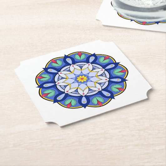 Mandala Pattern 01 Kartonnen Onderzetters (Gekanteld)