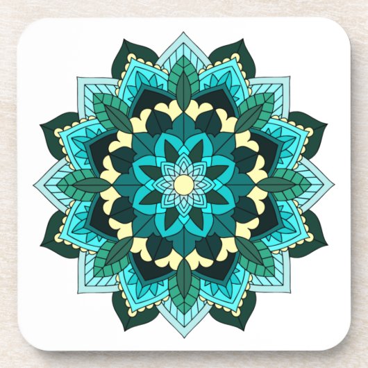 Mandala Pattern 02 in aqua Bier Onderzetter (Voorkant)