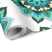 Mandala Pattern 02 in aqua Cadeaupapier (Rol Hoek)