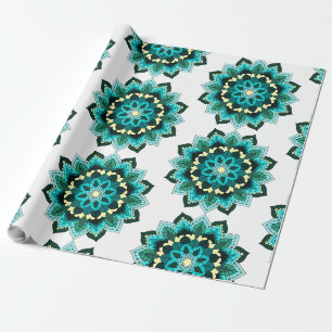 Mandala Pattern 02 in aqua Cadeaupapier