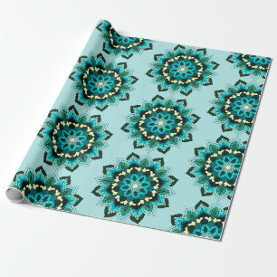 Mandala Pattern 02 in aqua Cadeaupapier