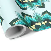 Mandala Pattern 02 in aqua Cadeaupapier (Rol Hoek)