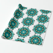 Mandala Pattern 02 in aqua Cadeaupapier (Uitgerold)