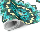 Mandala Pattern 02 in aqua Cadeaupapier (Rol Hoek)
