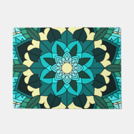 Mandala Pattern 02 in aqua Deurmat