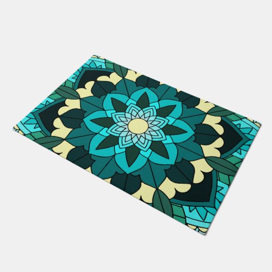 Mandala Pattern 02 in aqua door Mat (Schuin)