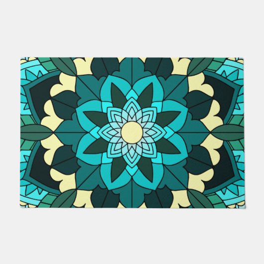 Mandala Pattern 02 in aqua door Mat (Voorkant)