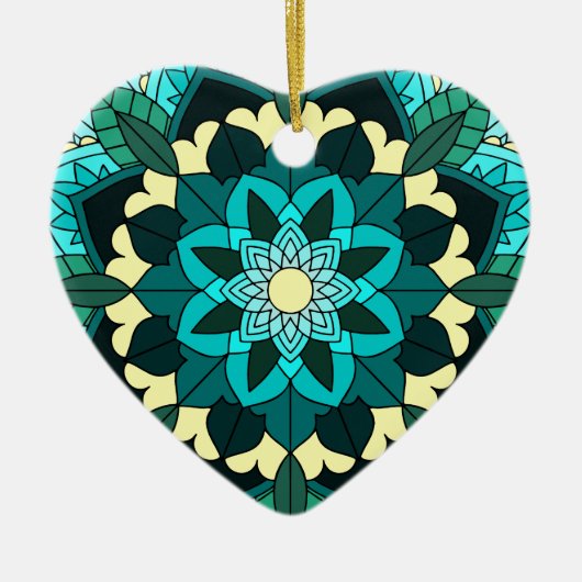Mandala Pattern 02 in aqua Keramisch Ornament (Voorkant)