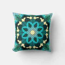 Mandala Pattern 02 in aqua Kussen