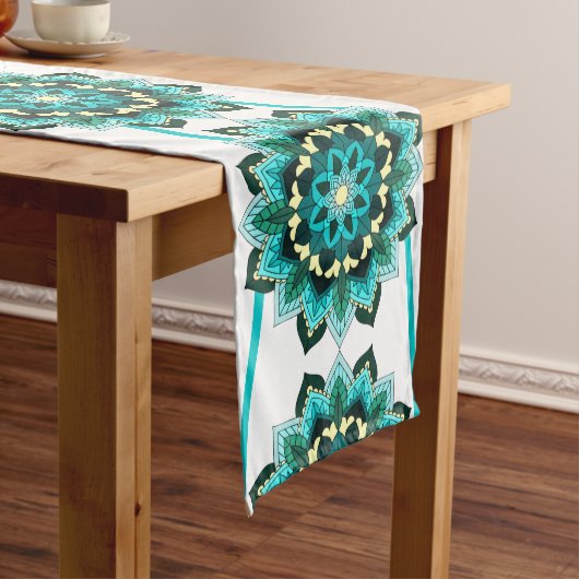 Mandala Pattern 02 in aqua Medium Table Runner Tafelloper (Voorbeeld)