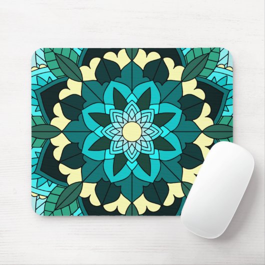 Mandala Pattern 02 in aqua Muismat (Met muis)