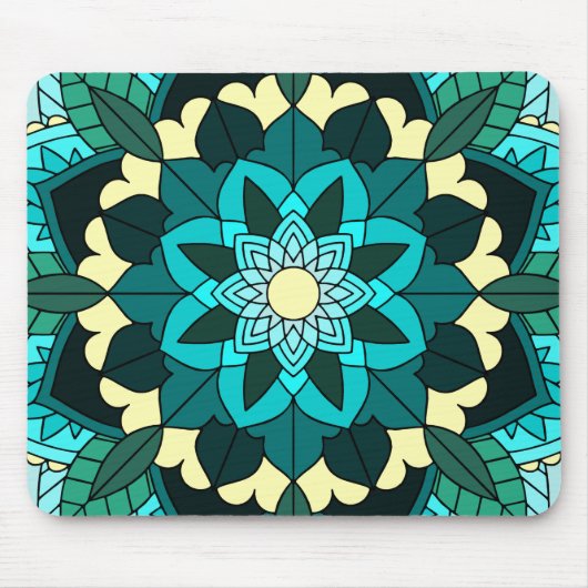 Mandala Pattern 02 in aqua Muismat (Voorkant)