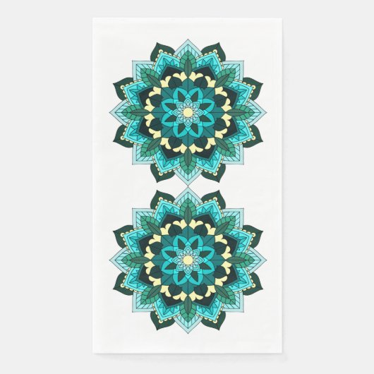 Mandala Pattern 02 in aqua Napkin Servet (Voorkant)