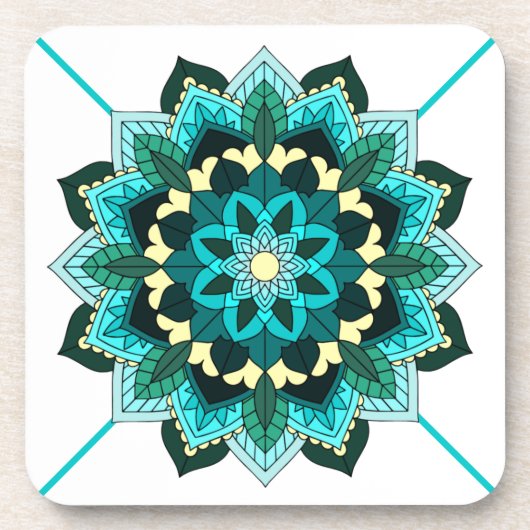 Mandala Pattern 02 in aqua Onderzetter (Voorkant)