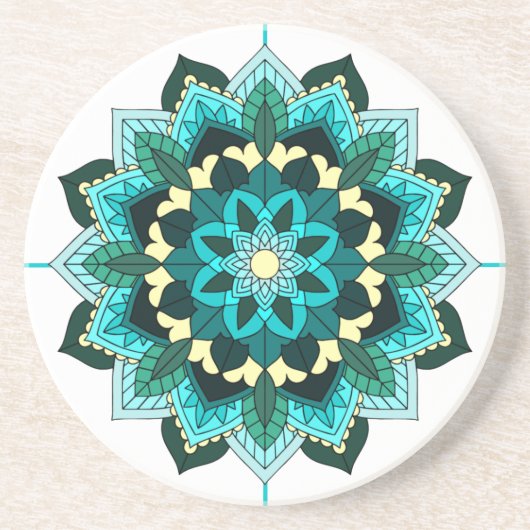 Mandala Pattern 02 in aqua Onderzetter (Voorkant)