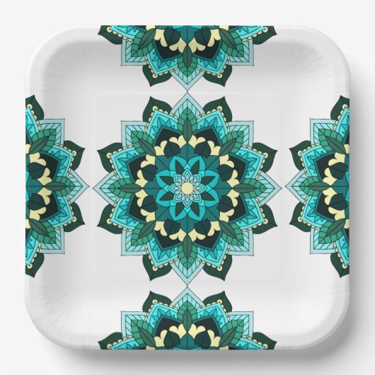 Mandala Pattern 02 in aqua Paper Bord (Voorkant)