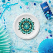 Mandala Pattern 02 in aqua Papieren Bordje (Feest)