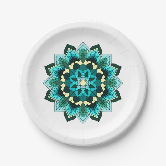 Mandala Pattern 02 in aqua Papieren Bordje (Voorkant)