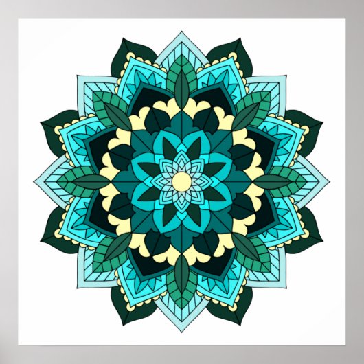 Mandala Pattern 02 in aqua Poster (Voorkant)