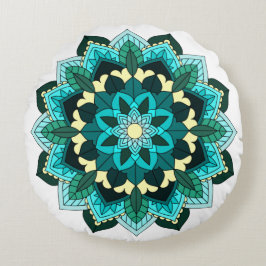 Mandala Pattern 02 in aqua Rond Kussen