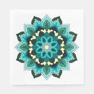 Mandala Pattern 02 in aqua Servet