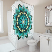 Mandala Pattern 02 in aqua Shower Curtain Douchegordijn (In situ)