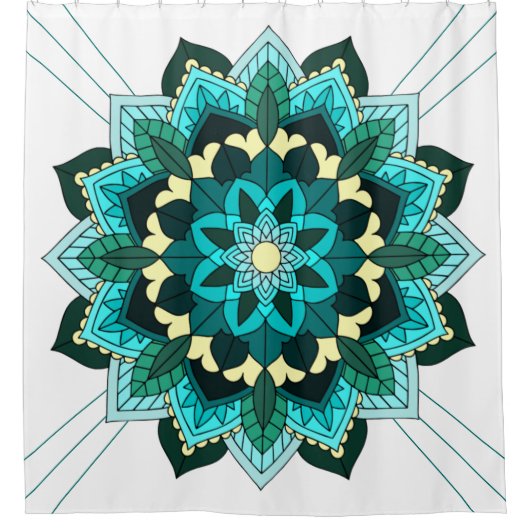 Mandala Pattern 02 in aqua Shower Curtain Douchegordijn (Voorkant)