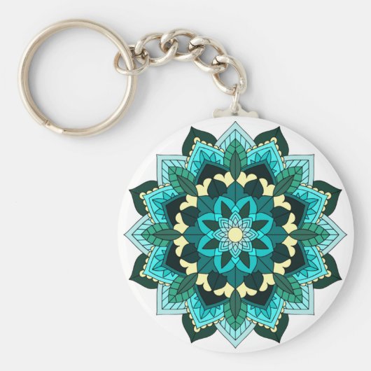 Mandala Pattern 02 in aqua Sleutelhanger (Voorkant)