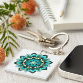 Mandala Pattern 02 in aqua Sleutelhanger (Voorkant Rechts)