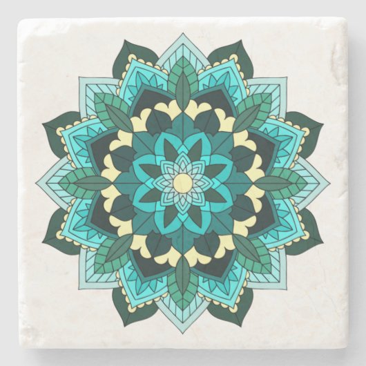 Mandala Pattern 02 in aqua Stenen Onderzetter (Voorkant)