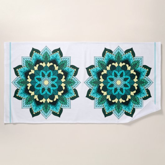 Mandala Pattern 02 in aqua Strandlaken (Voorkant)