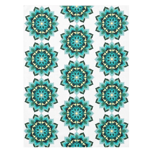 Mandala Pattern 02 in aqua Tafelkleed (Voorkant)